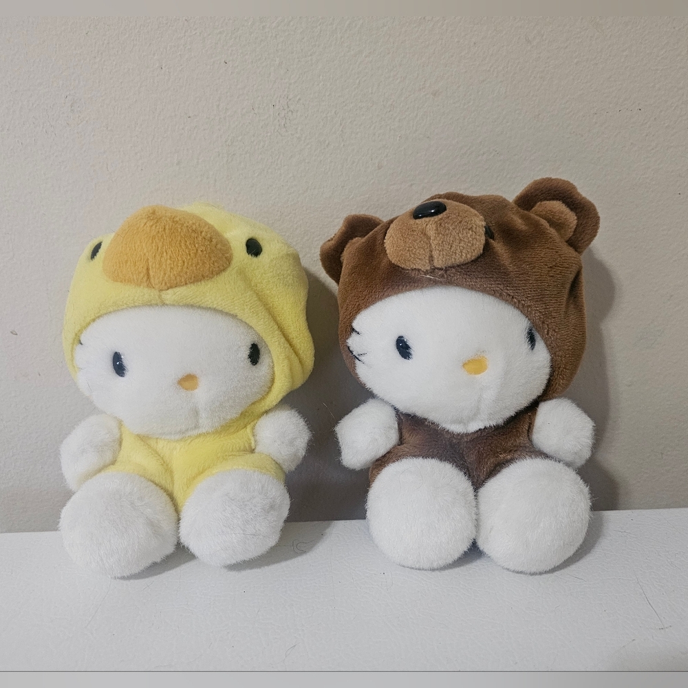 Hello Kitty Yellow Duck And Bear Costume Transforming Plush Doll Sanrio 5in